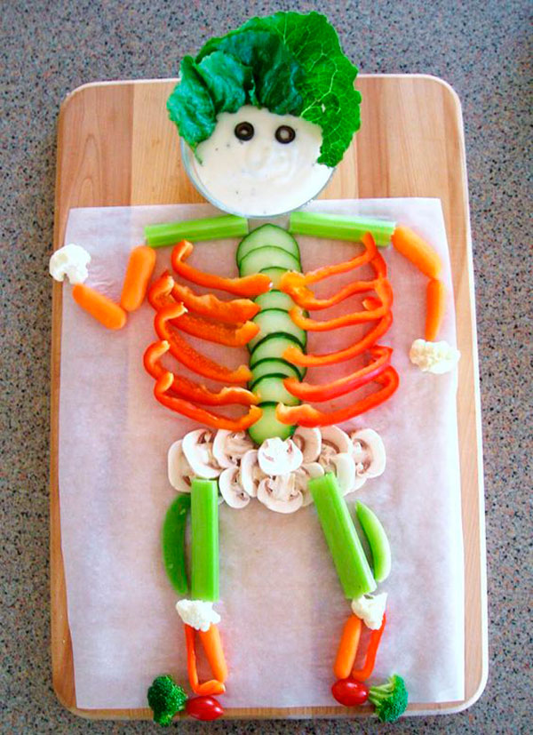 receta cocina creativa ideas presentaron verduras esqueleto halloween comida 