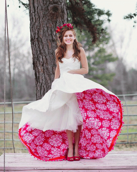 vestido novia rosa fucsia