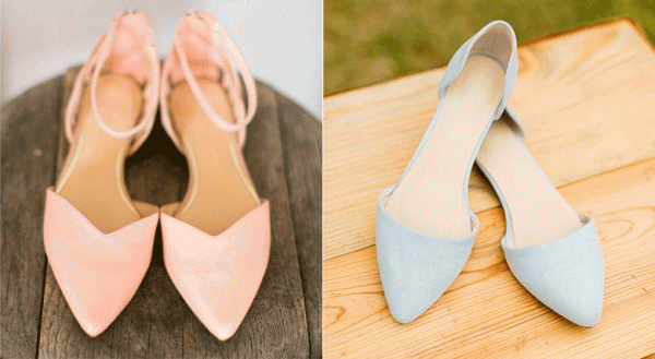 blue pink flat shoes wedding