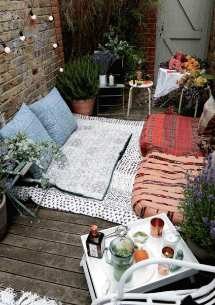 bohemian terrace inspiración decoración