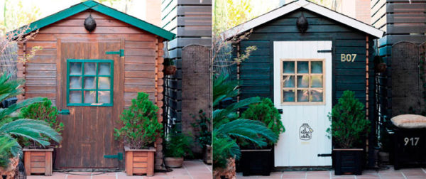 caseta de jardín muebles decoración inspiración ideas pintura estilo nórdico hazlo tu mismo diy proyecto bricolaje