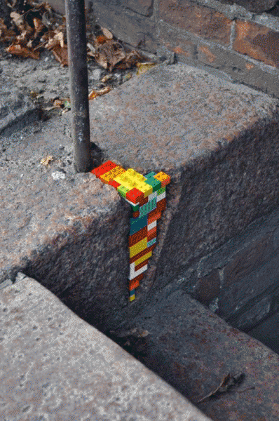 arte urbano lego pared original curioso divertido colorido