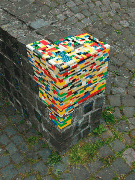 arte urbano lego pared original curioso divertido colorido
