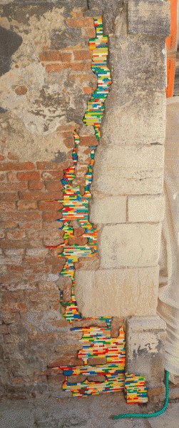 arte urbano lego pared original curioso divertido colorido