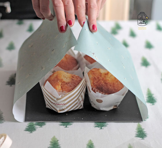 regalo bandeja magdalenas presentación elegante hecho a mano diy tutorial paso a paso cartón